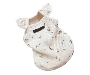 Vvikizy Breathable Dog Bottoming Shirt with Flutter Sleeves, Skin Friendly Cotton Material, Easy to Wear, Ideal for Pets, Milk Tea Floral Pattern (M)