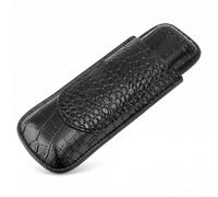 Vvikizy Cigar Case Holder, Soft Leather Portable 2 Cigar Humidor with Small Pocket for Cutter, Wear Proof Vintage Cigar Case for Birthday Anniversary Father Day Choice (Black)