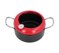 Vvikizy Deep Fryer Pot, Japanese Tempura Deep Frying Pot Iron Cooking Pot with Oil Temperature Gauge Dubble Handles for Dishes Soup Stir Fry Stew (Red)