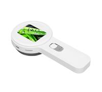 Vvikizy Digital Magnifying Glass, 200X Magnification Handheld Digital Microscope with 16 LED Lights and Purple Illumination Mode, for Nature Observation and Jewelry Appraisal (White)