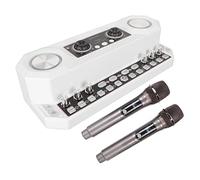 Vvikizy Podcast Equipment Bundle with Dual Microphones and Sound Card for Home Karaoke and Live Selling (White)