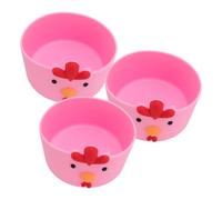 Vvikizy Premium Silicone Cup Sleeve Anti Slip Protector Cartoon Chicken Design, Set of 3 Water Bottle Protective Covers, Lightweight Non Scratch Bottom Sleeve for Various Cups and Bottles (Pink)