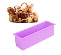 Vvikizy Rectangle Silicone Soap Mold + Smooth Bright Demould Soap Making Box Tool 10.2 X 2.8 X 3.1in for Family Fun (Purple)