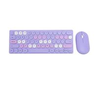 Vvikizy Retro Keyboard Vintage Style Keyboard Classic Design 64 Keys Wireless 2.4G Auto Sleep Mouse Combo with 1200dpi Mouse for OS X (Purple)