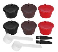 Vvikizy Reusable Refillable Coffee Capsule, Food Grade PP Plastic Stainless Steel 304 Precise Outlet No Leakage, with Spoon Brush Set, for Coffee Machine
