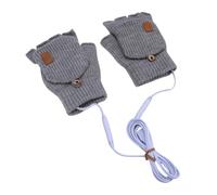 Vvikizy USB Heated Gloves Ultimate Fingerless Electric Hand Warming Gloves for Winter Skiing Gaming Men Women Acrylic Fiber (Light Gray)