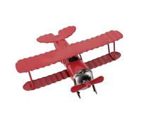 Vvikizy Vintage Airplane Model, Iron Art Retro Airplane Decor with Fine Carving for Car Center Console Decoration Photography Prop Cake Ornament (Red)