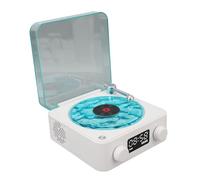 Vvikizy Vintage Bluetooth Record Player Speaker with Soft Night Light and Clock for Bedroom Living Room Gift (White)