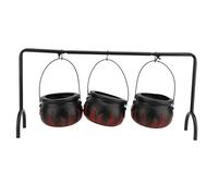 Vvikizy Witches Cauldron Candy Serving Bowl, Black Plastic Halloween Decor with Sturdy Stand, for Party Decorations Home Kitchen Halloween Decor