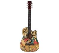 Vvikizy Wooden Guitar, 38in Acoustic Guitar with High Density Fingerboard and Graffiti Pattern, for Beginner