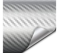 VViViD Silver 3D Carbon Fiber 5ft x 3ft Vinyl Wrap Roll with Air Release Technology