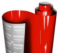 VViViD+ Ultra Gloss Racing Red Vinyl Car Wrap Premium Paint Replacement Film Roll with Nano Air Release Technology, Stretchable Protective Cap Liner, Self Adhesive (1ft x 5ft)