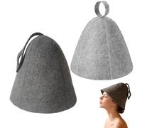 VVJIJILLY 2pcs Wool Felt Sauna Hat Set for Men and Women, Includes Top Hole and Vertical Stripe Designs, Heat-Resistant Sauna Hats, Steam Bath Room Accessories, Lightweight Comfortable Fit Grey