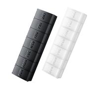 VVM 7-Day Pill Organizer, Weekly Medicine Pill Case, Pills Box for Travel，Suitable for Big Vitamin，Supplements，Fish Oil，Black+White 2PCS