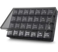 VVM Monthly Pill Organizer 28 Day Pill Box, Large Medicine Pill Organizer 4 Weeks, One Month Pill Box Pill Case Travel Pill Organizer with Dust-Proof Container for Pills/Vitamin/Supplements, Black, 1P