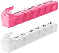 VVM Weekly Pill Organizer Large 2 Packs, Extra Large Travel Pill Organizers, Pill Box 7 Day, Travel Pill Case, Medicine Pill Organizer for Vitamins, Supplements and Medication (White+Purple)