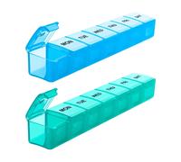 VVM Weekly Pill Organizer Large 2 Packs, Extra Large Travel Pill Organizers, Pill Box 7 Day, Travel Pill Case, Medicine Pill Organizer for Vitamins, Supplements and Medications (Blue+Cyan)