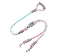 VVMEETYOU Double Dog Leash for Two Dogs， 360° Swivel No Tangle Two Dual Dog Leash with Comfortable Padded Handle for Small Medium and Large Dogs Walking & Training (Blue&Pink, Small)