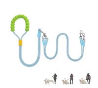 VVMEETYOU Hands Free Double Dog Leash for Two Dogs, 360° Swivel No Tangle Adjustable Split Leads, Heavy Duty Dual Dog Leash with Padded Handles for Small Medium Large Dogs Walking & Training (Blue)