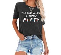 VVNTY 50th Birthday T Shirt for Women The One Where I Turn Fifty Tshirt 50 Years Old Gifts Casual Graphic Tops (Grey1-fithy,XL)