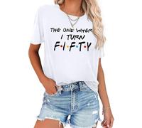 VVNTY 50th Birthday T Shirt for Women The One Where I Turn Fifty Tshirt 50 Years Old Gifts Casual Graphic Tops (White1-fithy,S)