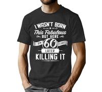 VVNTY 60th Birthday T-Shirts for Men Vintage 1965 Shirt Graphic Sixty Birthday Shirts Casual Birthday Gifts Shirt Tops (grey1,L)
