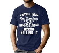 VVNTY 60th Birthday T-Shirts for Men Vintage 1965 Shirt Graphic Sixty Birthday Shirts Casual Birthday Gifts Shirt Tops (Blue1,L)