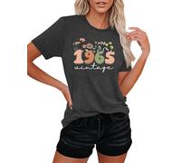 VVNTY 60th Birthday T-Shirts for Women Vintage 1965 Shirt Graphic Sixty Birthday Shirts Casual Birthday Gifts Blouse Tops (grey1,S)