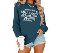 VVNTY Book Sweatshirts for Women Funny Book Lover Long Sleeve Shirt Reading Pullover Tops, Blue, Large