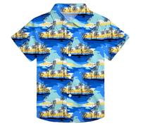 VVNTY Boys' Button-Down Hawaiian Shirt - Summer Beach Tropical Casual Short Sleeve Printed Shirt for Kids Ages 5-14 (Multicolor2,9-10 Years)