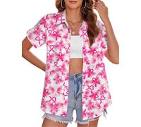 VVNTY Breast Cancer Shirt for Women Breast Cancer Awareness Blouse Pink Ribbon Short Sleeve Tops (Pink3,XL)