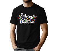 VVNTY Christmas T Shirts Mens Merry and Bright Tshirt Funny Graphic Christmas Short Sleeve Tops
