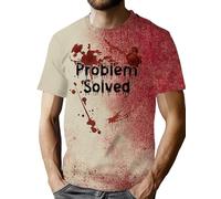 VVNTY Halloween T-Shirts for Men Problem Solved Tshirt Halloween Costumes Men S-3XL