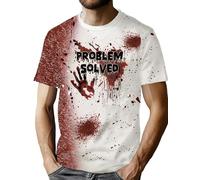 VVNTY Halloween T-Shirts for Men Problem Solved Tshirt Halloween Costumes Men S-3XL