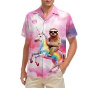 VVNTY Hawaiian Shirts for Men Print Button Down Shirt Mens Summer Funny Short Sleeve Tee Top (Multicolor2,XL)