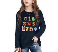 VVNTY Number Day Shirt Kids Math Shirts Children Funny Numeracy Day Long Sleeve Tops 3-8 Years (Blue1,150)