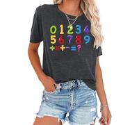VVNTY Number Day T Shirt Women Maths T Shirts Ladies Casual Graphic Crewneck Short Sleeve Top (Grey1,XXL)