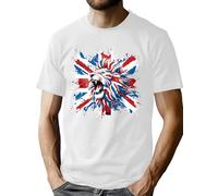 VVNTY Union Jack T Shirt for Men Lion Face British Flag Shirts Patriotic Great Britain Print Tees (White1,L)