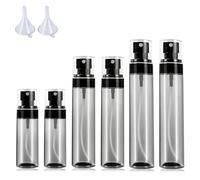 VVQWCY Pack of 6 Small Spray Bottles, 2 x 30 ml + 2 x 60 ml + 2 x 80 ml Mini Black Spray Bottles with Funnel