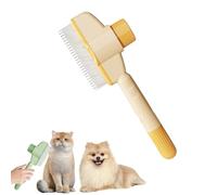 Self-Cleaning Pet Flea Comb Grooming Brush, Cat Hair Brush with Release Button, Pet Grooming Brush for Cats and Dogs, Cat Dog Brush for Massaging and Cleaning Hair (Yellow)