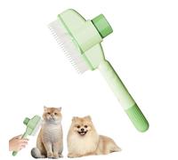 Self-Cleaning Pet Flea Comb Grooming Brush, Cat Hair Brush with Release Button, Pet Grooming Brush for Cats and Dogs, Cat Dog Brush for Massaging and Cleaning Hair (Green)
