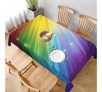 VVTDESA Rainbow Colorful Stripe Printed Tablecloth 60x90 Inch Rectangle Fabric Table Cover Washable Decor Table Cloth for Dining Tables,Party,Buffet,Camping