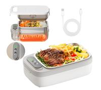VVU&CCO Cordless Electric Lunch Box for Adults, 14000mAh Rechargeable Auto Heated Lunch Box, 1L Protable Self-Heating Food Warmer for Car, Office, Travel, Picnic & Outdoor