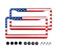 VVVLGD American Flag License Plate Frames 2 Holes Patriotic License Plate Frame Holder Cover Metal Aluminum Car Tag Holder, USA Canada Vehicle Standard(Set of 2, 12.3" x 6.3")