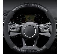 vvvyfx Car steering wheel covers for Seat Ibiza IV 2008-2012, Leather Steering Wheel Cover Universal Size M 37-38cm/14.5-15inch,Anti-slip,Breathable,Comfort,D-type-Black