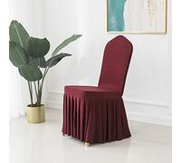 VVW&LIU 24 Colours Skirted Chair Covers Spandex Lycra Universal Ruffled Chair Cover Wedding Hotel Banquet Decoration Ruched Thick,Dark Red,Fit all chairs