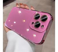 VVW&LIU Plating Bumper Armor Glossy Phone Case For iPhone 15 16 Pro Max 14 13 12 11 Crystal Glass Full Lens Protection Back Cover,Rose Red,For iPhone 12 Pro Max