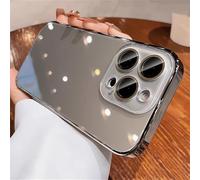 VVW&LIU Plating Bumper Armor Glossy Phone Case For iPhone 15 16 Pro Max 14 13 12 11 Crystal Glass Full Lens Protection Back Cover,Titanium Gray,For iPhone 15 Pro Max