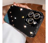 VVW&LIU Plating Bumper Armor Glossy Phone Case For iPhone 15 16 Pro Max 14 13 12 11 Crystal Glass Full Lens Protection Back Cover,Black,For iPhone 15 Pro