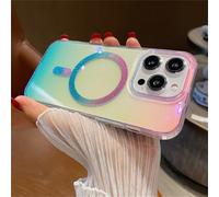 VVW&LIU Transparent Bling Glitter Gradient Color Magnetic For Case for iPhone 14 11 12 13 15 Pro Max Plus Shockproof Cover,Pink Blue,For iphone 13 ProMax